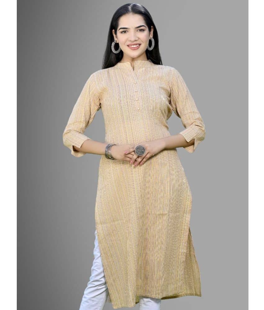 QuaClo - Beige Cotton Women's Straight Kurti ( Pack of 1 ) - Kurtis, Tunics | Buy online on ZillyBuy