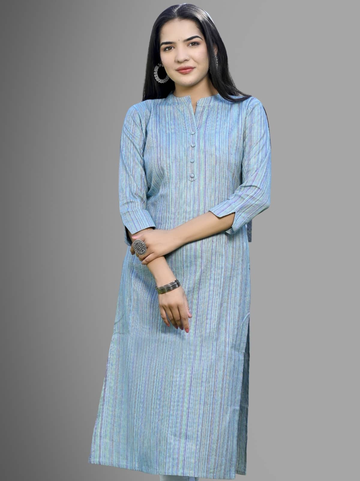 QuaClo - Blue Cotton Women's Straight Kurti ( Pack of 1 ) - Kurtis, Tunics | Buy online on ZillyBuy