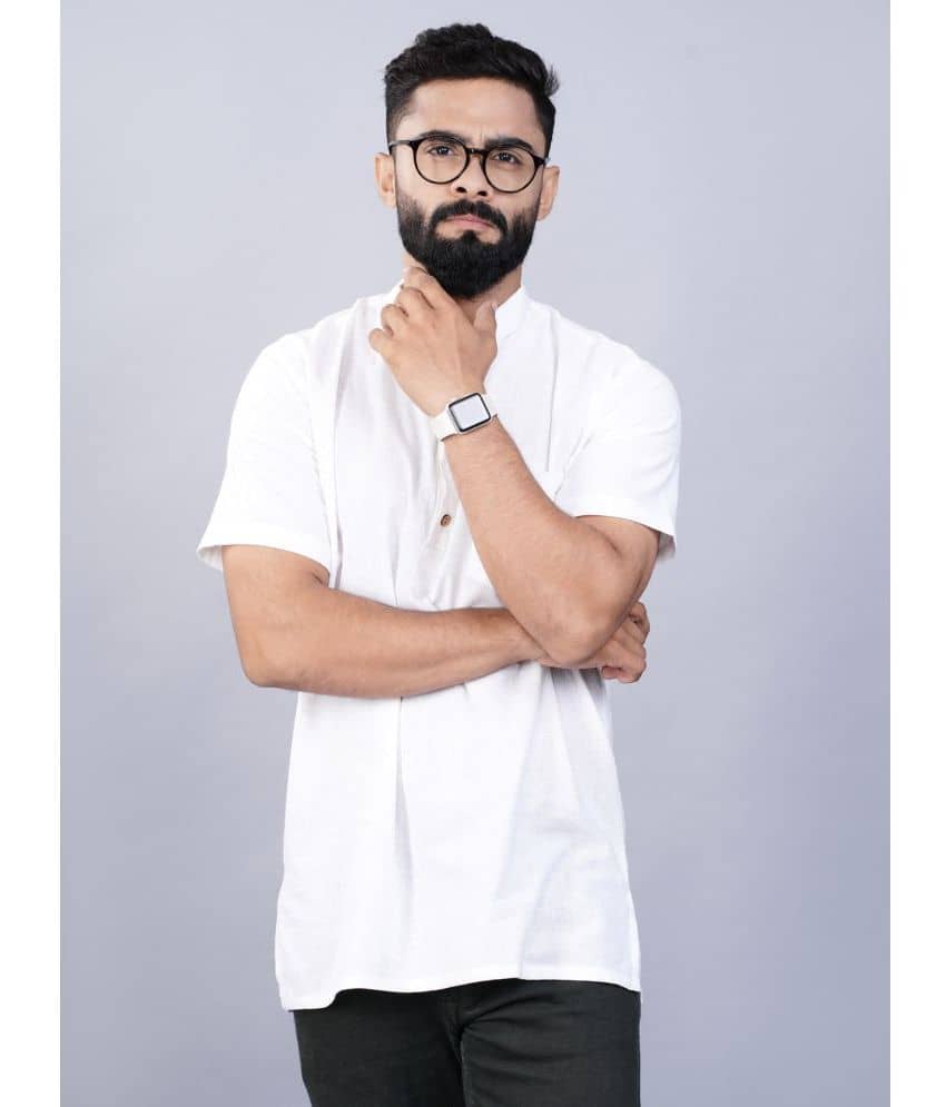 QuaClo - White Cotton Men's Shirt Style Kurta ( Pack of 1 ) - Kurtas & Kurta Sets | Buy online on ZillyBuy