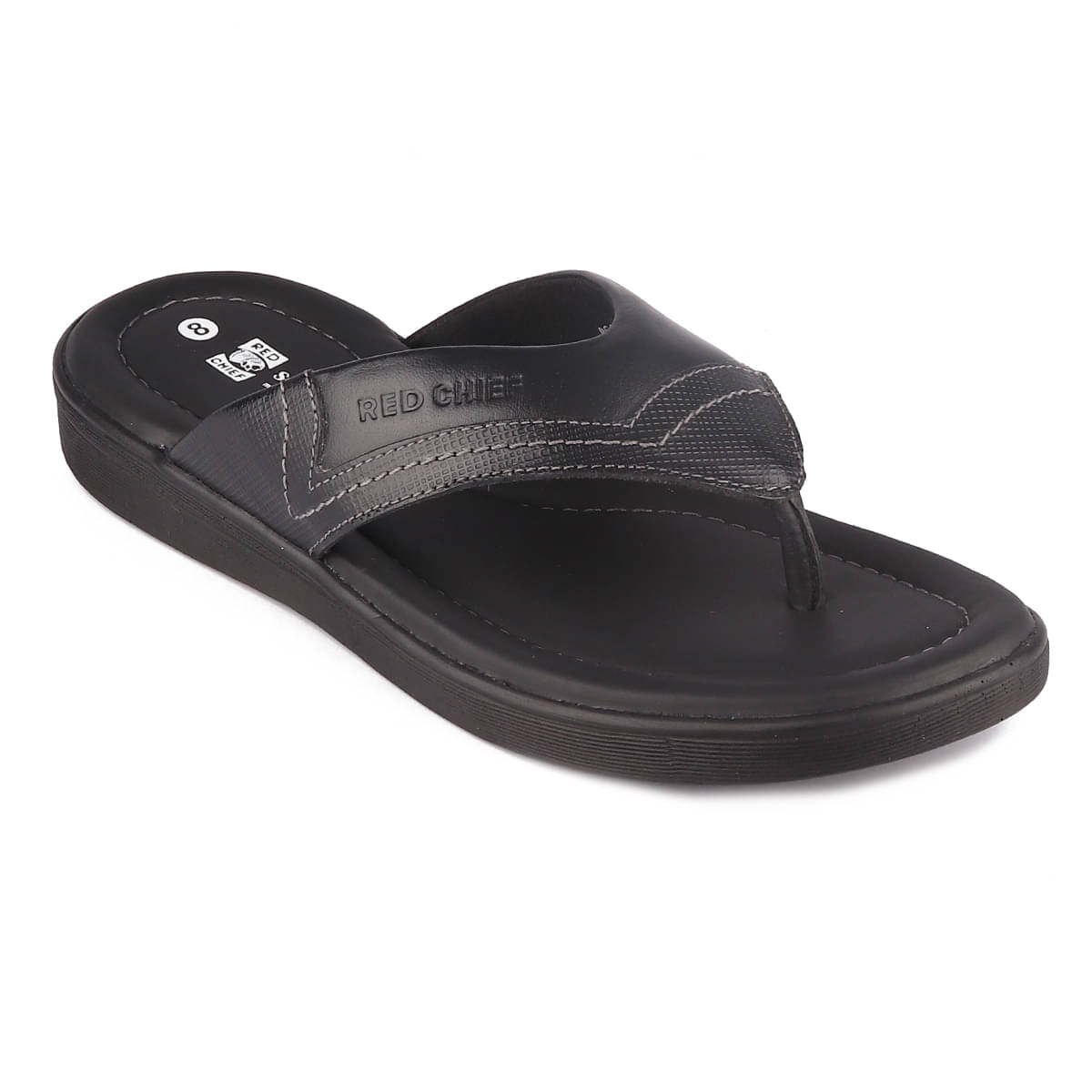     			Red Chief - Black Men's Leather Slipper