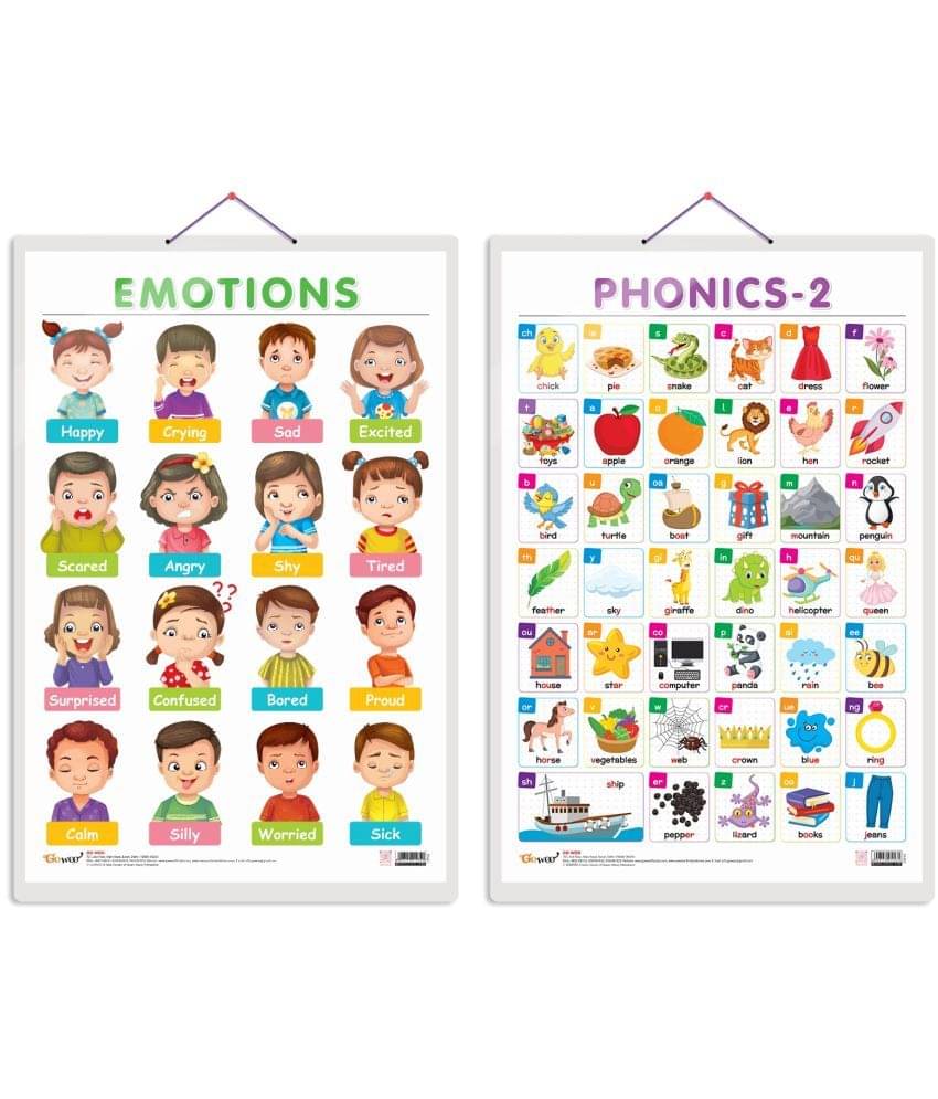 Set of 2 EMOTIONS and PHONICS - 2 Early Learning Educational Charts for Kids | 20"X30" inch |Non-Tearable and Waterproof | Double Sided Laminated | Perfect for Homeschooling, Kindergarten and Nursery Students Set of 2 EMOTIONS and PHONICS - 2 Early Learning Educational Charts for Kids | 20"X30" inch |Non-Tearable and Waterproof | Double Sided Laminated | Perfect for Homeschooling, Kindergarten and Nursery Students