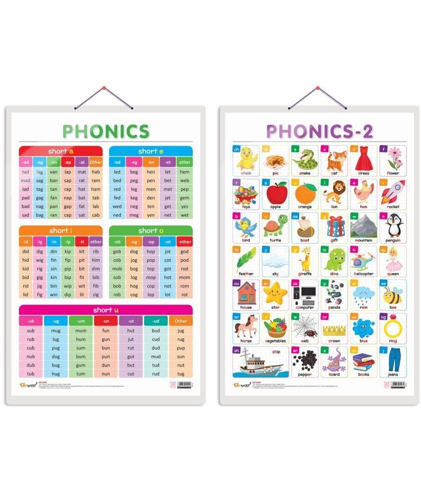 Set of 2 PHONICS - 1 and PHONICS - 2 Early Learning Educational Charts for Kids | 20"X30" inch |Non-Tearable and Waterproof | Double Sided Laminated | Perfect for Homeschooling, Kindergarten and Nursery Students Set of 2 PHONICS - 1 and PHONICS - 2 Early Learning Educational Charts for Kids | 20"X30" inch |Non-Tearable and Waterproof | Double Sided Laminated | Perfect for Homeschooling, Kindergarten and Nursery Students