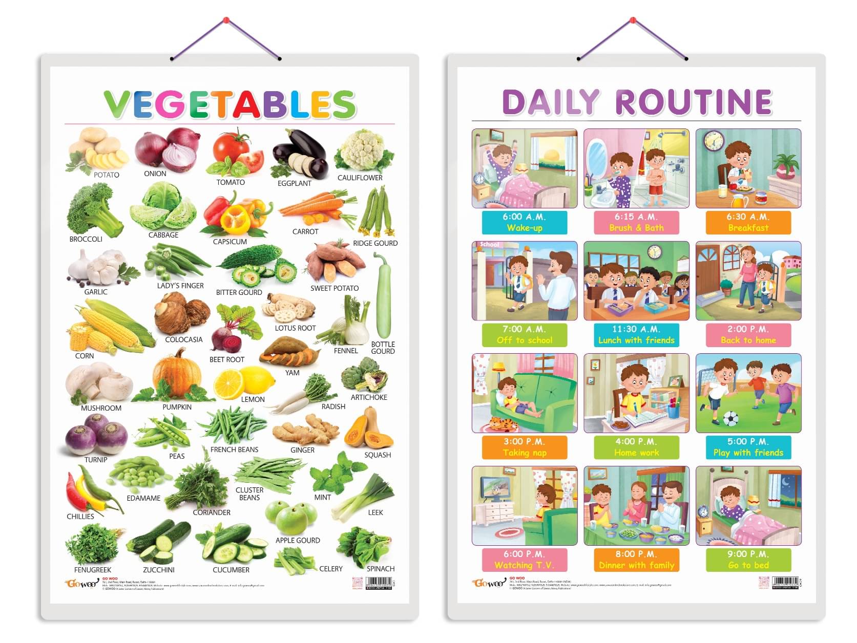 Set of 2 Vegetables and DAILY ROUTINE Early Learning Educational Charts for Kids | 20"X30" inch |Non-Tearable and Waterproof | Double Sided Laminated | Perfect for Homeschooling, Kindergarten and Nursery Students Set of 2 Vegetables and DAILY ROUTINE Early Learning Educational Charts for Kids | 20"X30" inch |Non-Tearable and Waterproof | Double Sided Laminated | Perfect for Homeschooling, Kindergarten and Nursery Students
