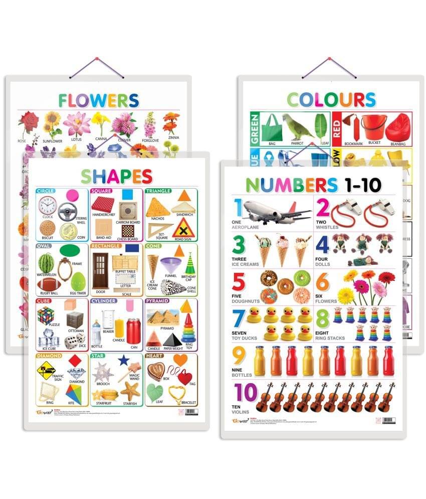 Set of 4 Flowers, Colours, Shapes and Numbers 1-10 Early Learning Educational Charts for Kids | 20"X30" inch |Non-Tearable and Waterproof | Double Sided Laminated | Perfect for Homeschooling, Kindergarten and Nursery Students Set of 4 Flowers, Colours, Shapes and Numbers 1-10 Early Learning Educational Charts for Kids | 20"X30" inch |Non-Tearable and Waterproof | Double Sided Laminated | Perfect for Homeschooling, Kindergarten and Nursery Students