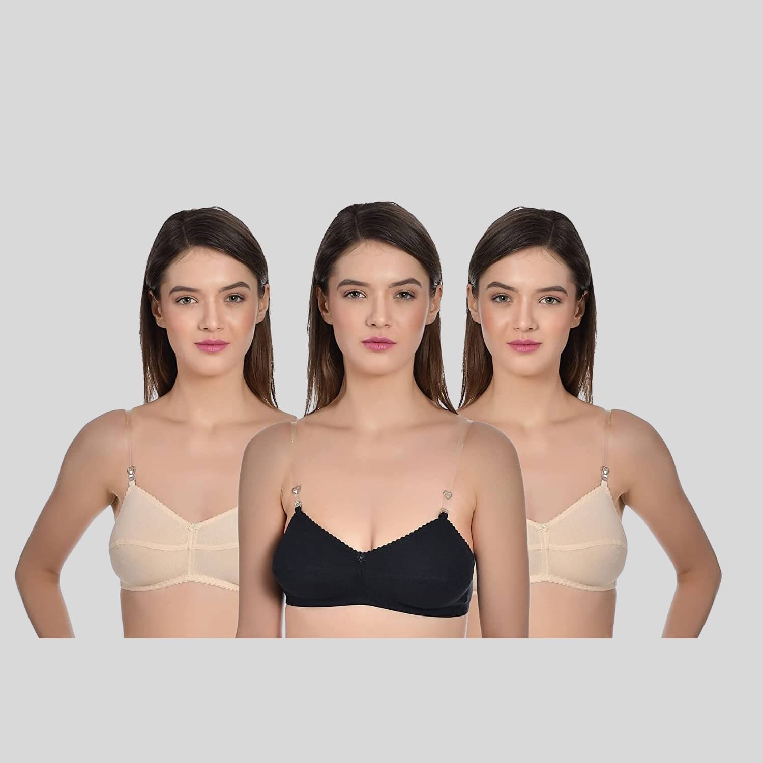 AIMLY Pack of 3 Cotton Blend Non Padded Women's T-Shirt Bra ( Tan )     			AIMLY Pack of 3 Cotton Blend Non Padded Women's T-Shirt Bra ( Tan )