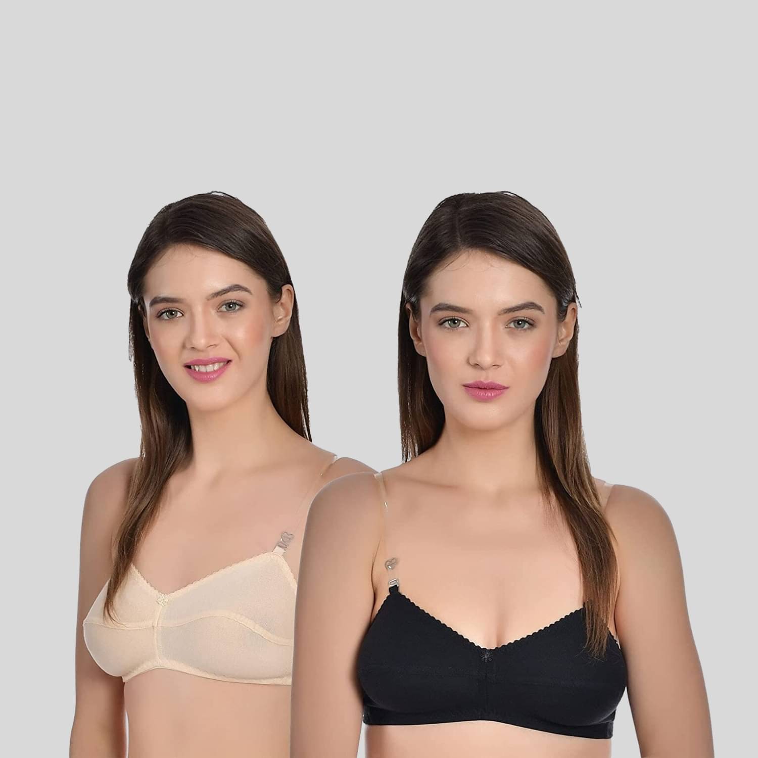 AIMLY Pack of 2 Cotton Blend Non Padded Women's T-Shirt Bra ( Tan ) AIMLY Pack of 2 Cotton Blend Non Padded Women's T-Shirt Bra ( Tan )