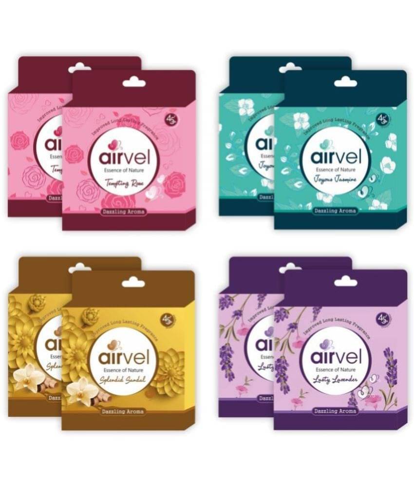     			Airvel Bathroom Air Freshener Blocks Rose, Jasmine, Sandal & Lavender Fragrances 75g ( Pack of 8 )