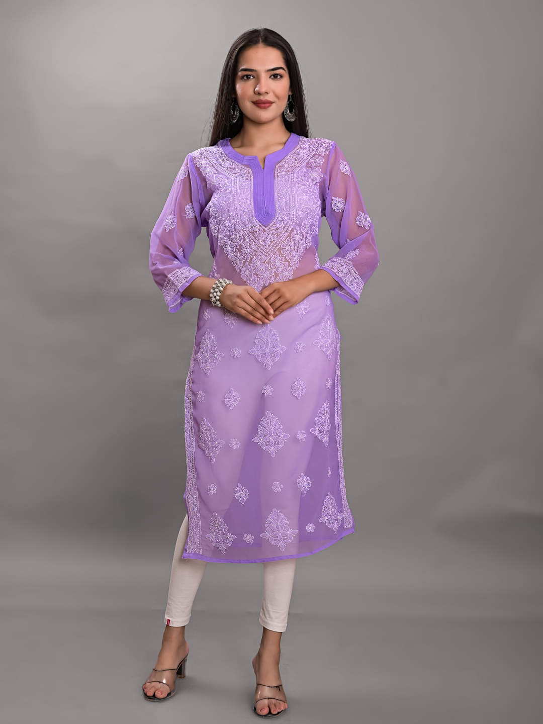    			Apratim - Lavender Georgette Women's Straight Kurti ( Pack of 1 )