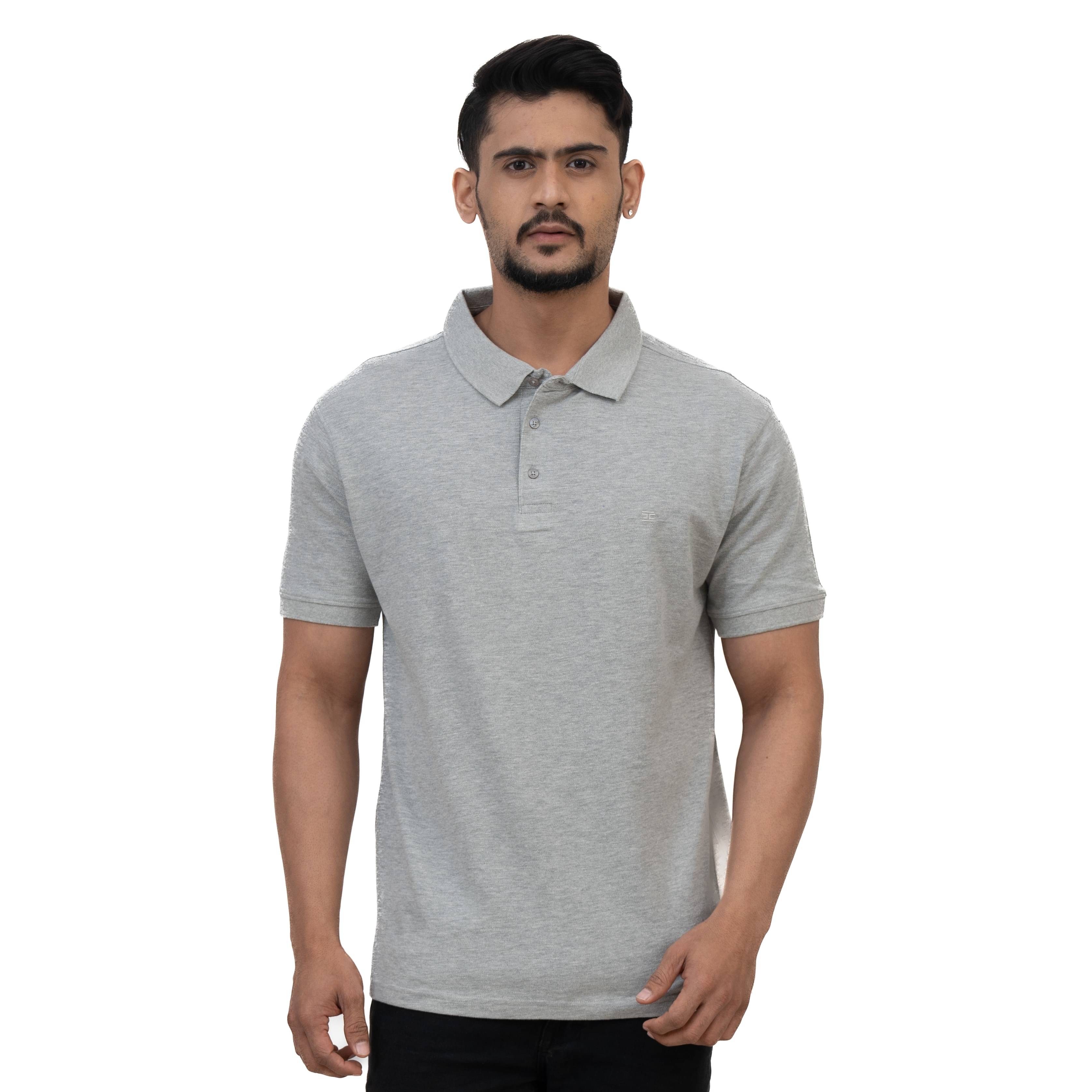 Cotstyle Pack of 1 Cotton Blend Regular Fit Self Design Half Sleeves Men's Polo T Shirt ( Grey ) Cotstyle Pack of 1 Cotton Blend Regular Fit Self Design Half Sleeves Men's Polo T Shirt ( Grey )