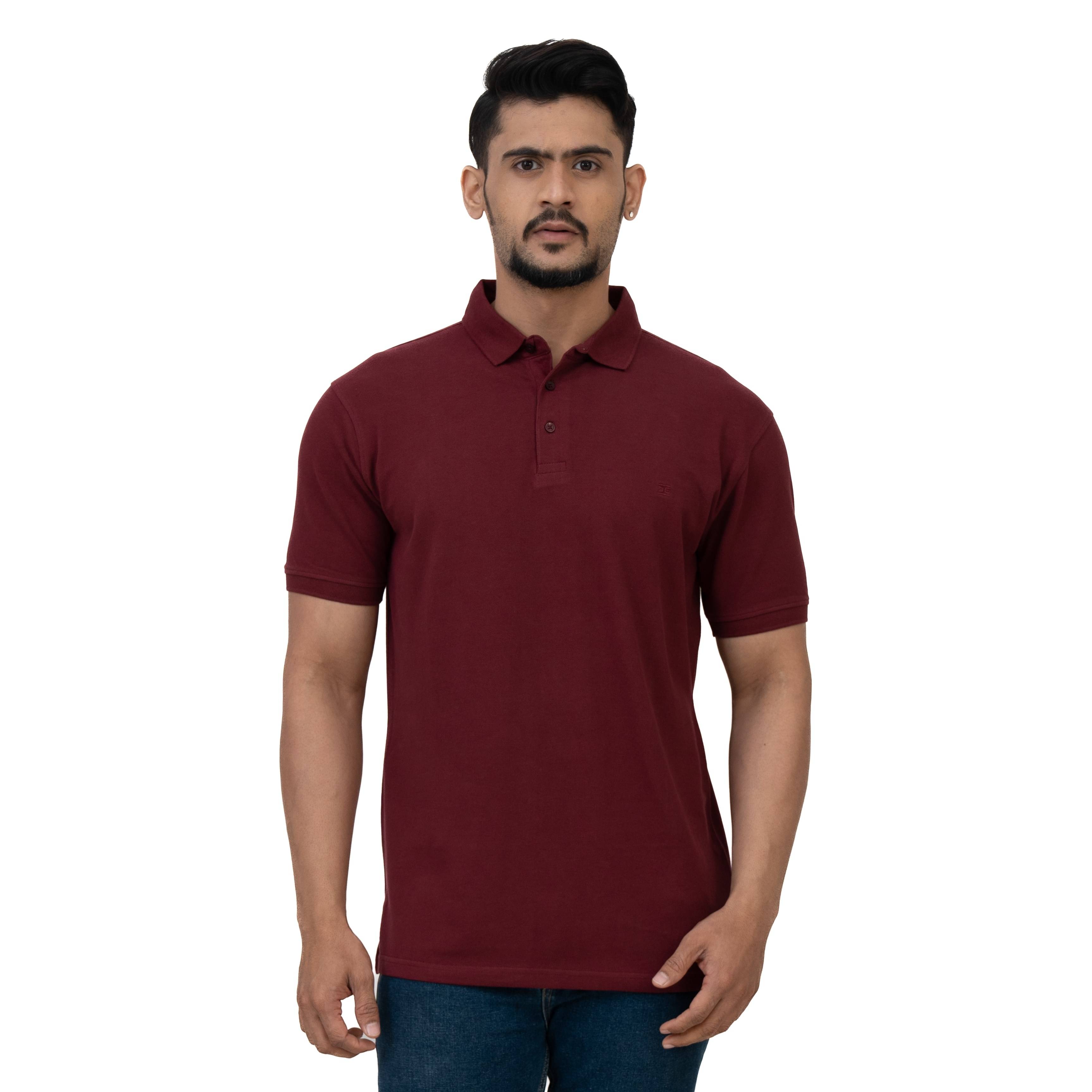     			Cotstyle Pack of 1 Cotton Blend Regular Fit Solid Half Sleeves Men's Polo T Shirt ( Maroon )
