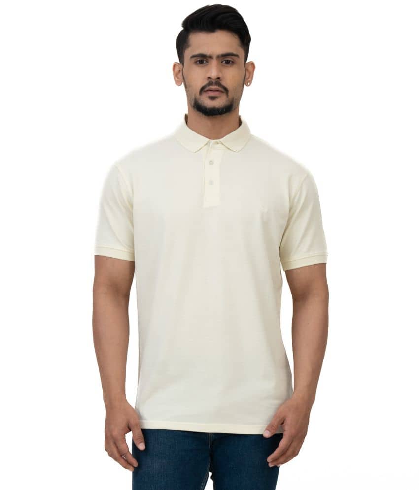 Cotstyle Pack of 1 Cotton Blend Regular Fit Solid Half Sleeves Men's Polo T Shirt ( Yellow )