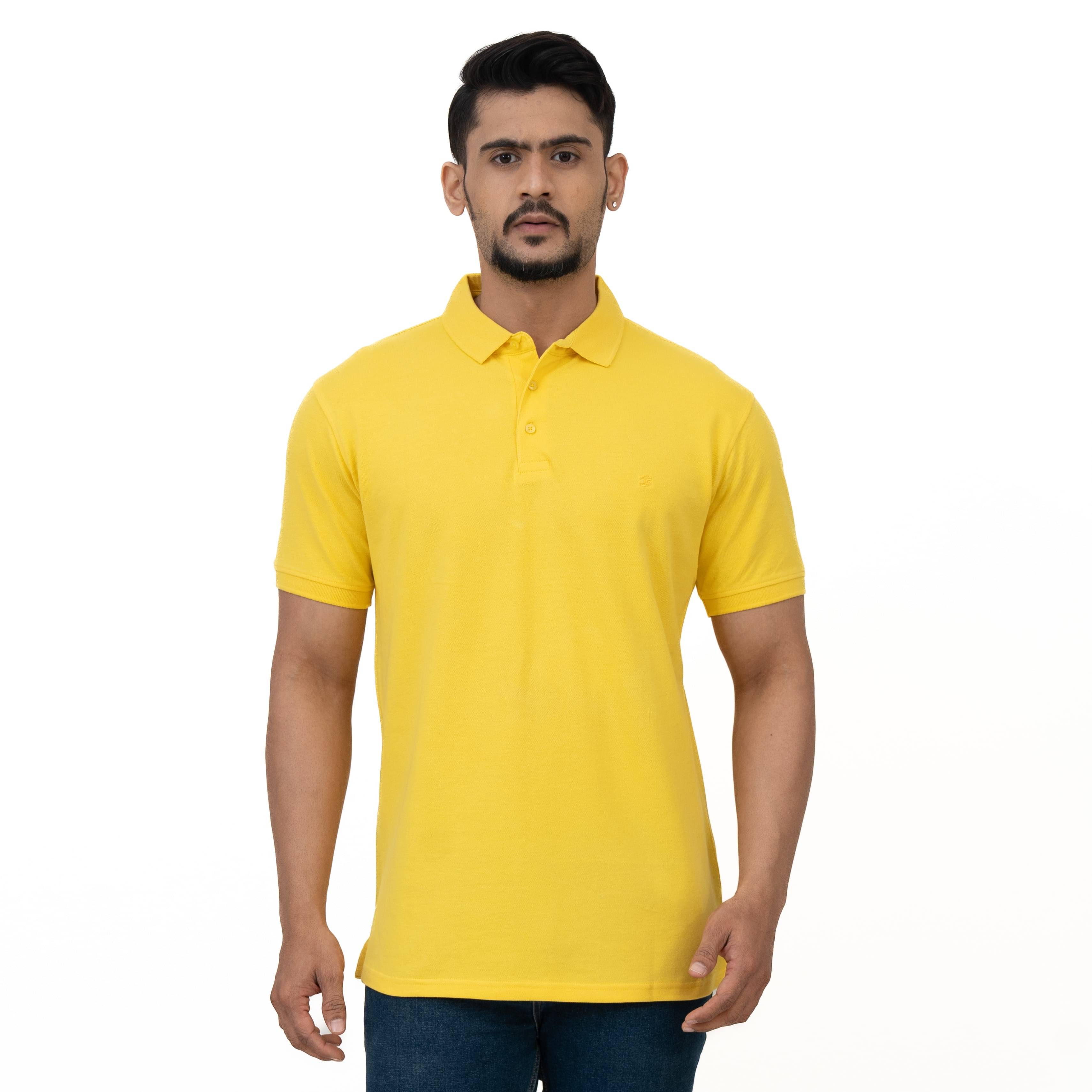 Cotstyle Pack of 1 Cotton Blend Regular Fit Solid Half Sleeves Men's Polo T Shirt ( Yellow )     			Cotstyle Pack of 1 Cotton Blend Regular Fit Solid Half Sleeves Men's Polo T Shirt ( Yellow )