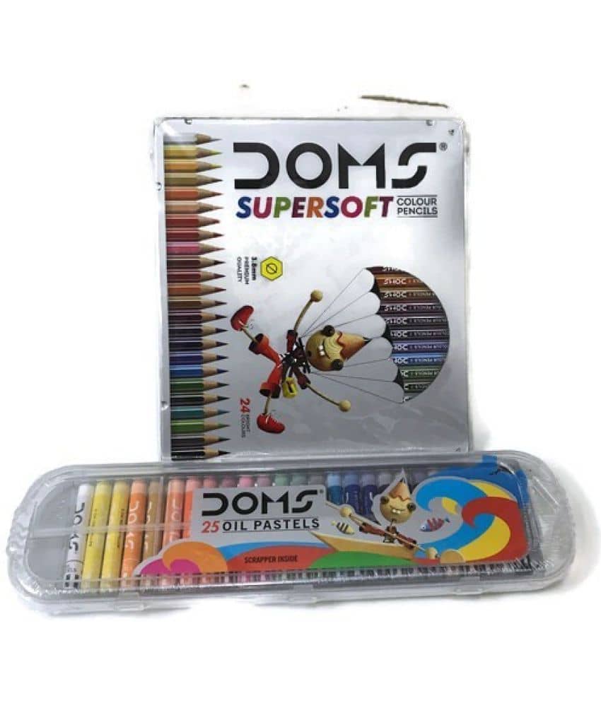 Doms Creativ Combo 24 Supersoft Pencil Colour & 25 Oil Pastel - Stationery | Buy online on ZillyBuy