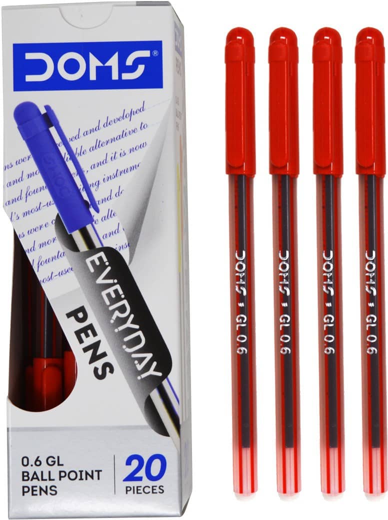 Doms Df 0.6 Gl Red Ink Ball Pen (Pack Of 80, Red) - Stationery | Buy online on ZillyBuy