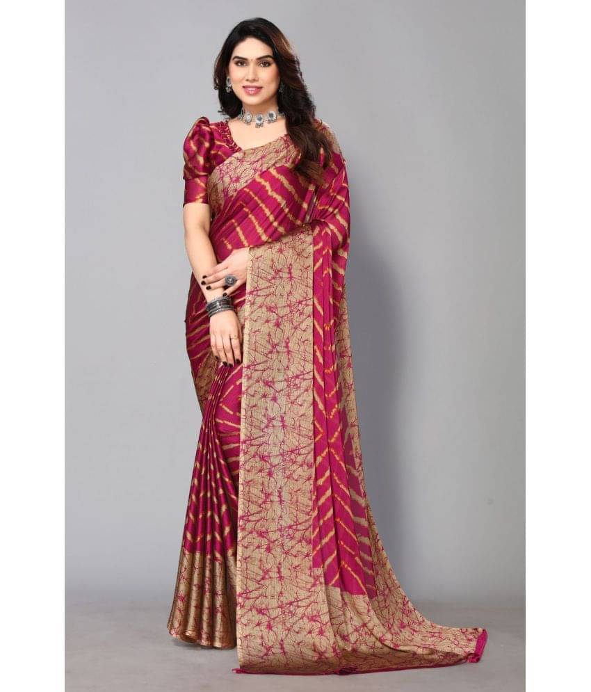FABMORA Chiffon Printed Saree With Unstitched Blouse Piece ( Red )     			FABMORA Chiffon Printed Saree With Unstitched Blouse Piece ( Red )