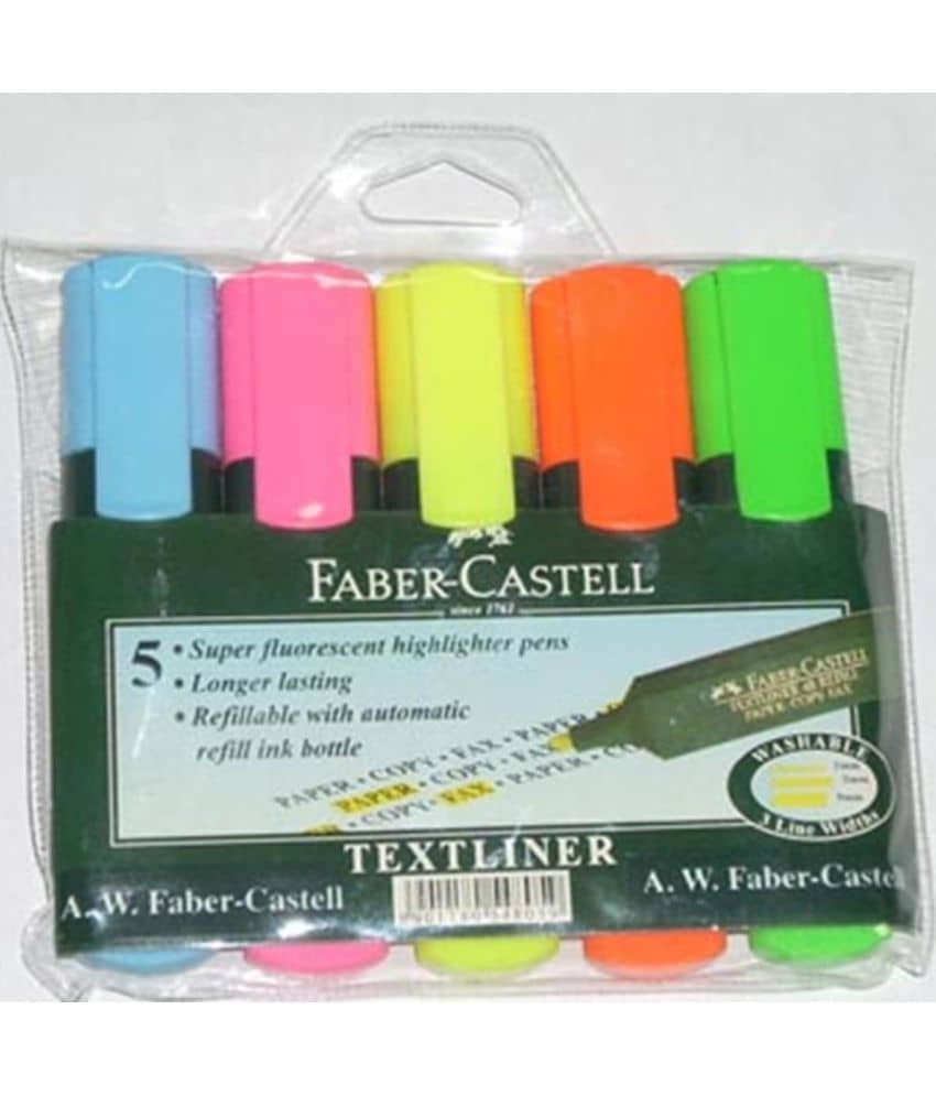 Faber-Castell 154805 (Set Of 3, Green, Fluroscent, Blue, Pink, Orange)