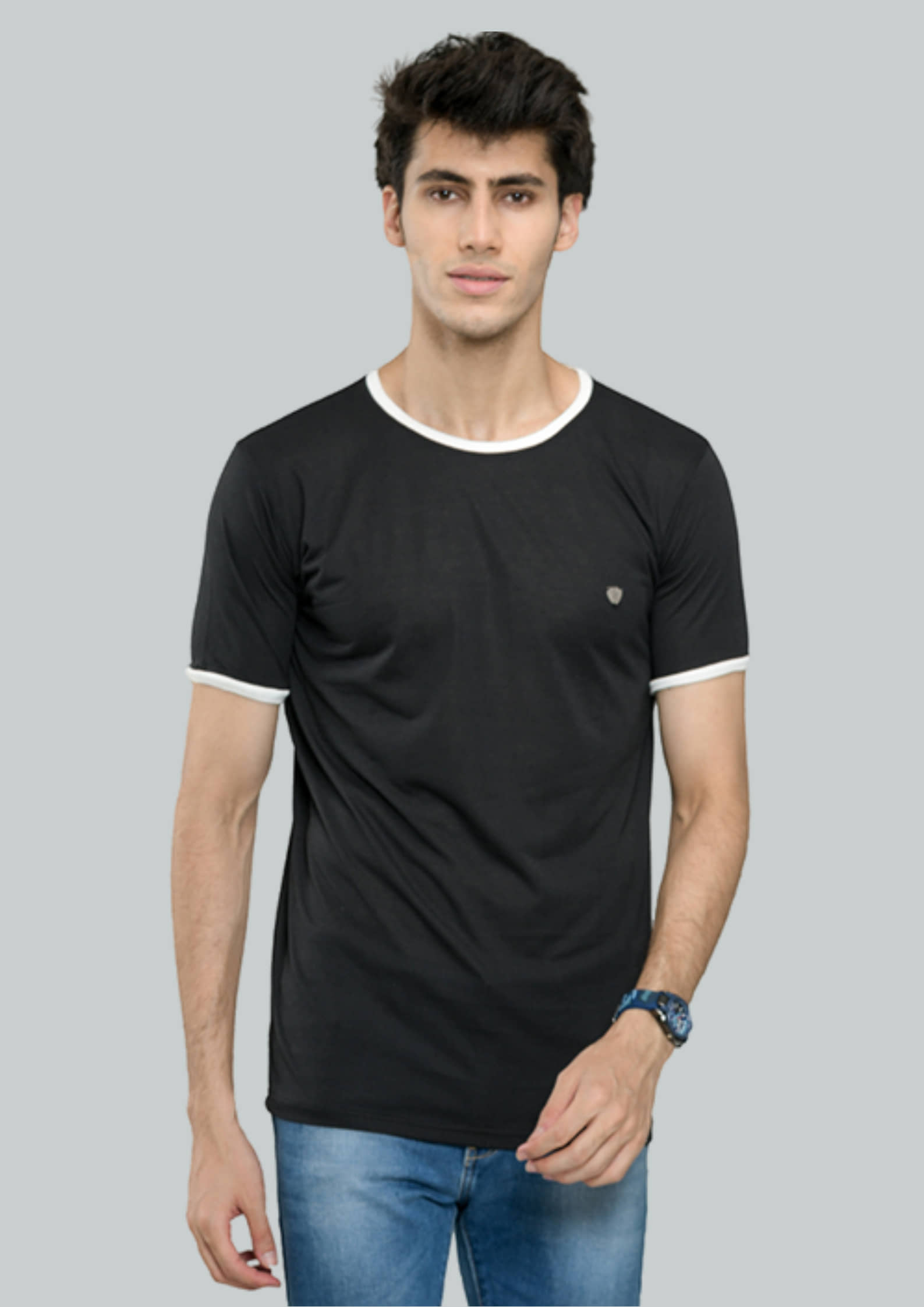 LEEBONEE Pack of 1 Cotton Blend Regular Fit Men's T-Shirt ( Black )