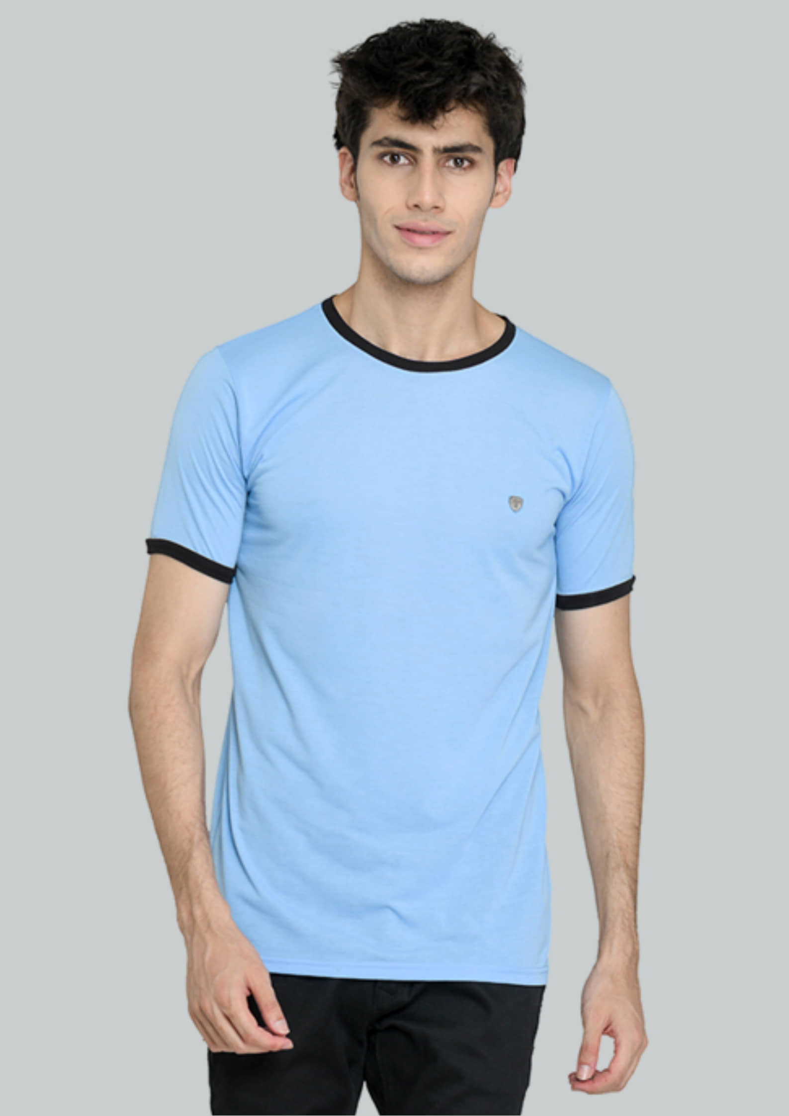 LEEBONEE Pack of 1 Cotton Blend Regular Fit Men's T-Shirt ( Blue )