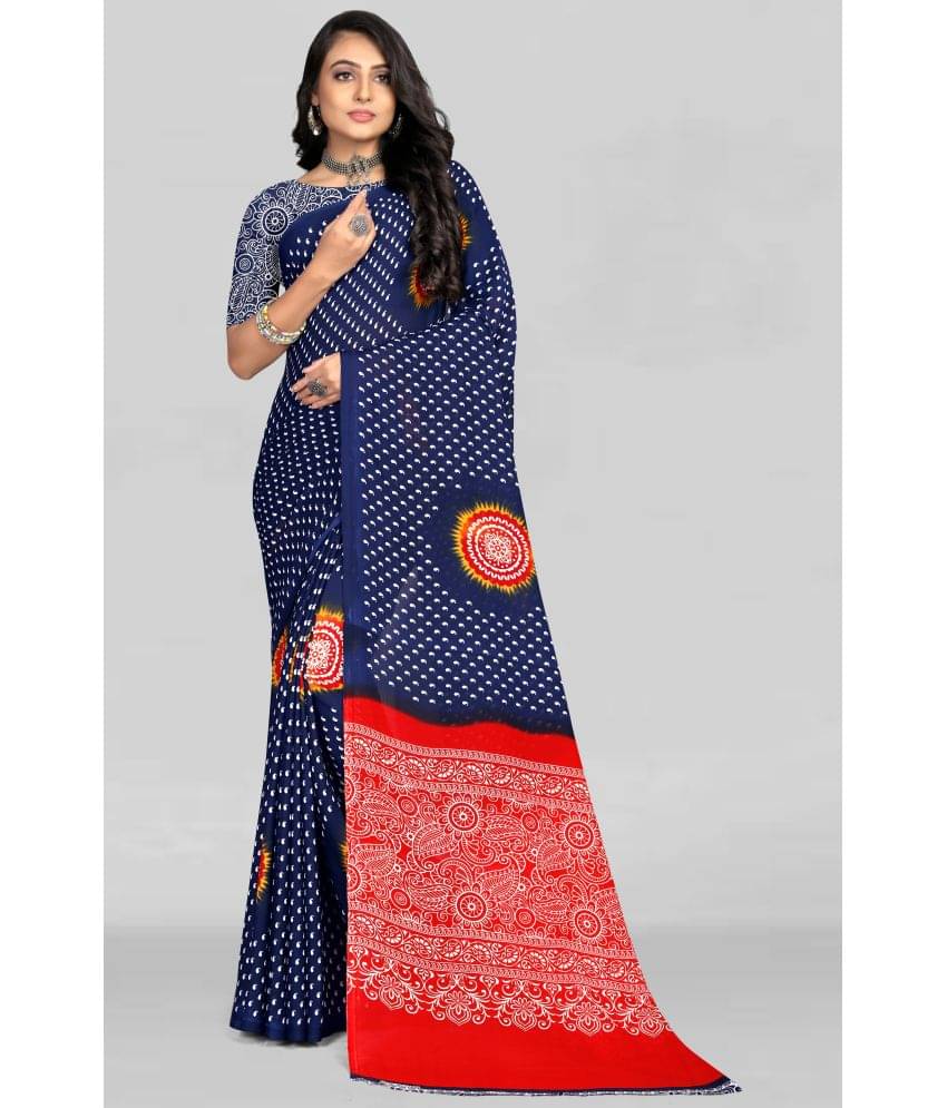LEELAVATI Georgette Printed Saree With Unstitched Blouse Piece ( Blue ) LEELAVATI Georgette Printed Saree With Unstitched Blouse Piece ( Blue )