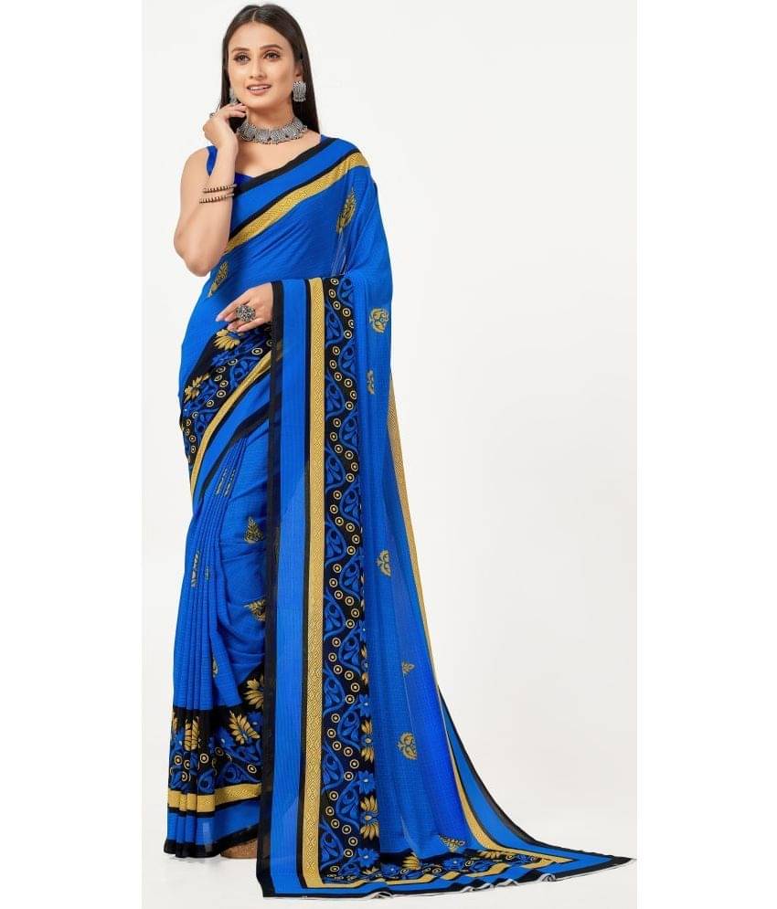 LEELAVATI Georgette Printed Saree With Unstitched Blouse Piece ( Blue ) LEELAVATI Georgette Printed Saree With Unstitched Blouse Piece ( Blue )