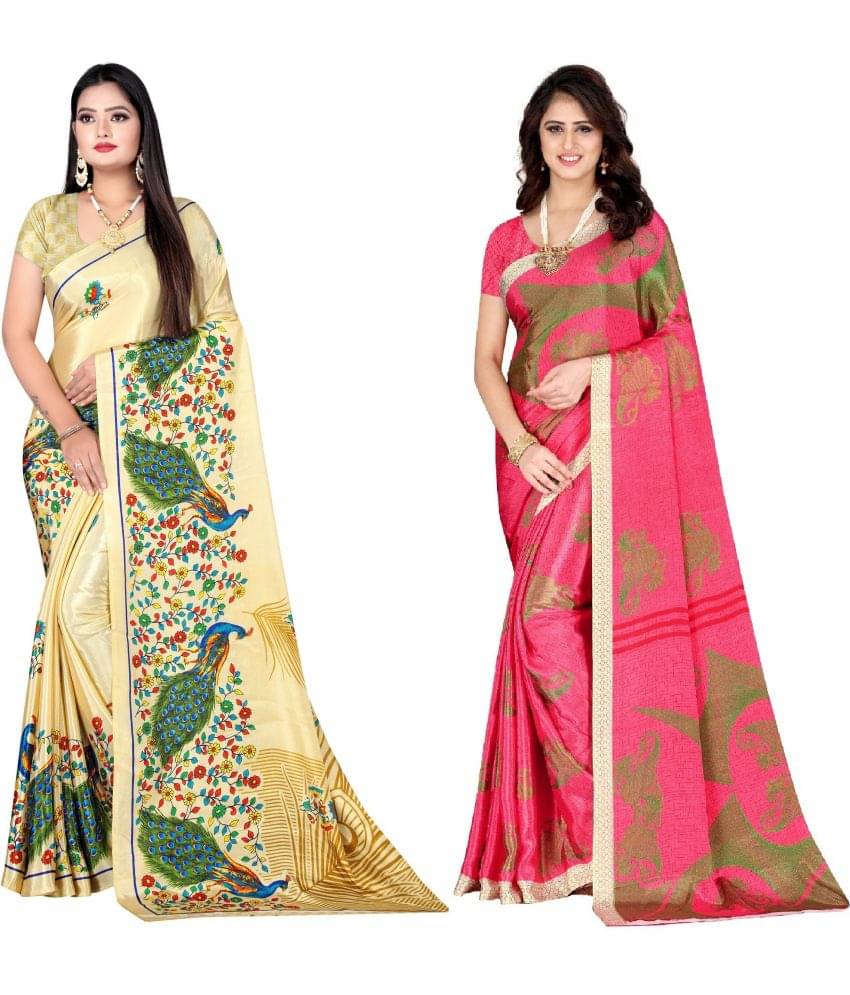     			LEELAVATI Crepe Printed Saree With Unstitched Blouse Piece ( Multicolor )
