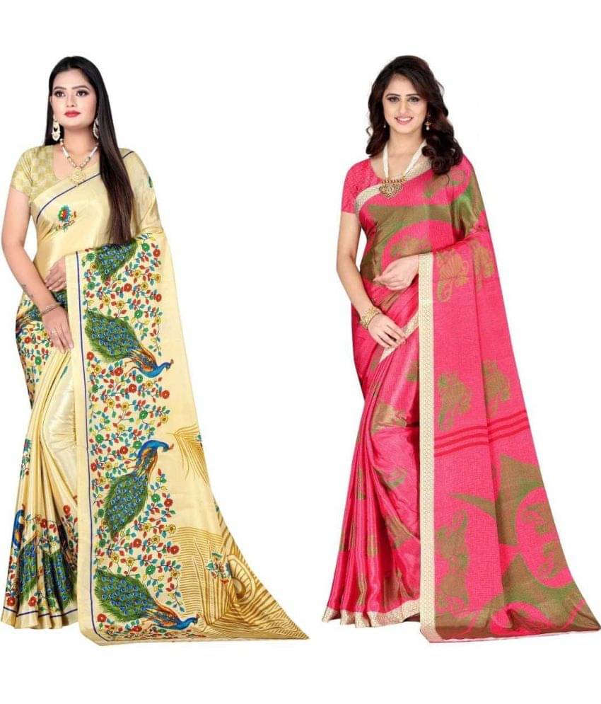 LEELAVATI Crepe Printed Saree With Unstitched Blouse Piece ( Multicolor ) LEELAVATI Crepe Printed Saree With Unstitched Blouse Piece ( Multicolor )