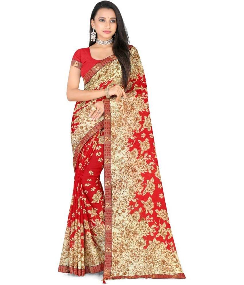     			LEELAVATI Georgette Printed Saree With Unstitched Blouse Piece ( Multicolor )