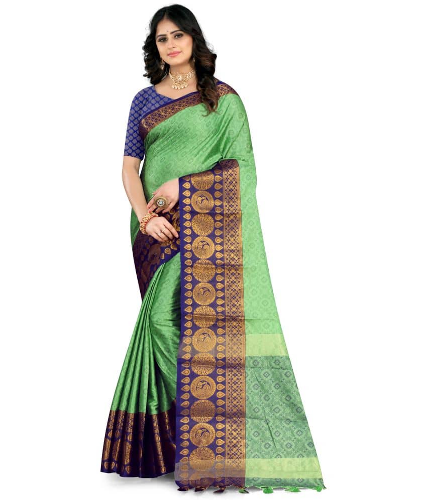 LEELAVATI Silk Embellished Saree With Unstitched Blouse Piece ( Multicolor ) - Sarees | Buy online on ZillyBuy