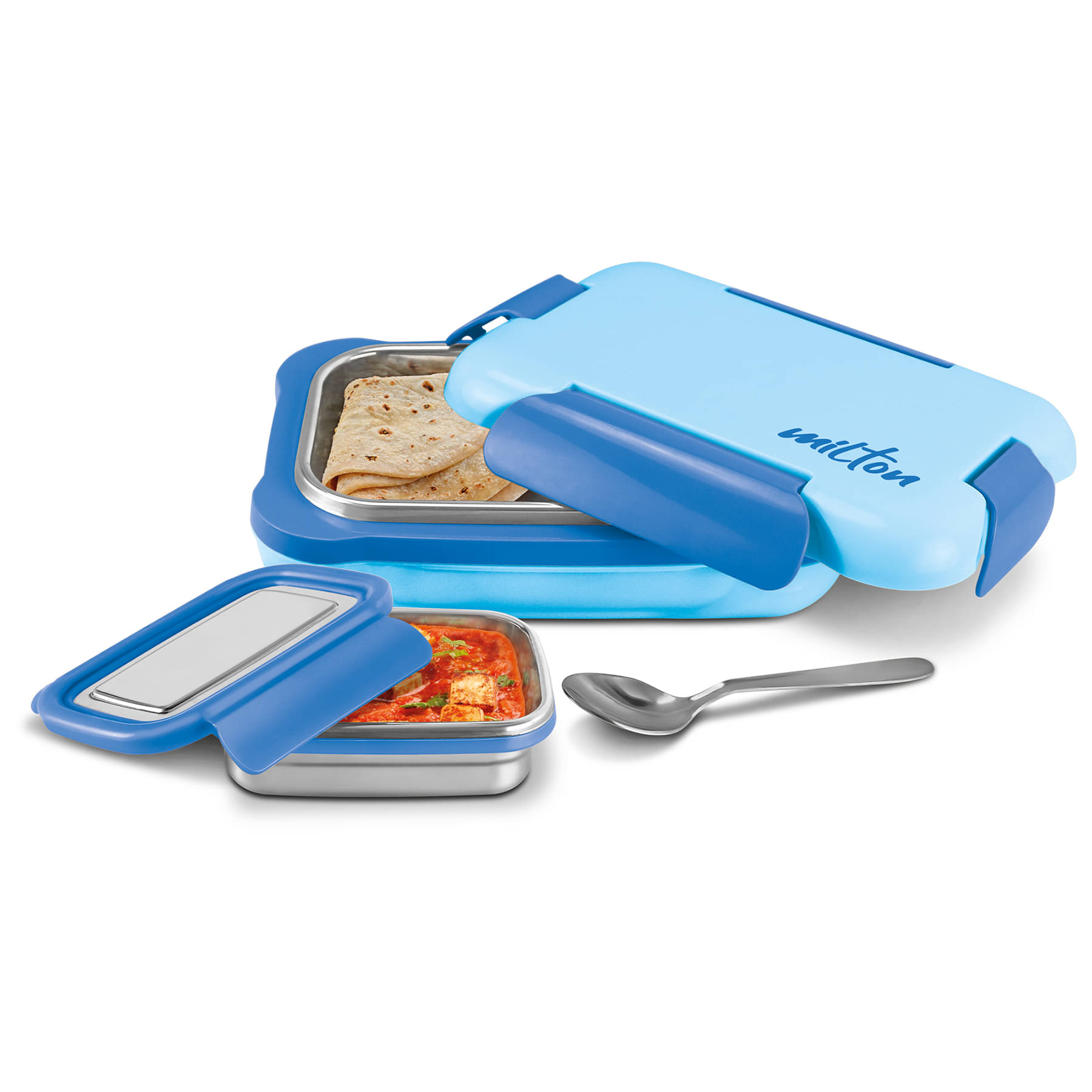     			MILTON More Meal Insulated Large Tiffin Box 770ml with Inner Stainless Steel box 175ml & Spoon Blue