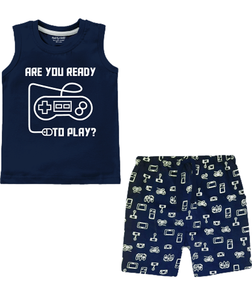 NammaBaby Pack of 1 Boys Cotton T-Shirt & Shorts Set ( Light Grey )