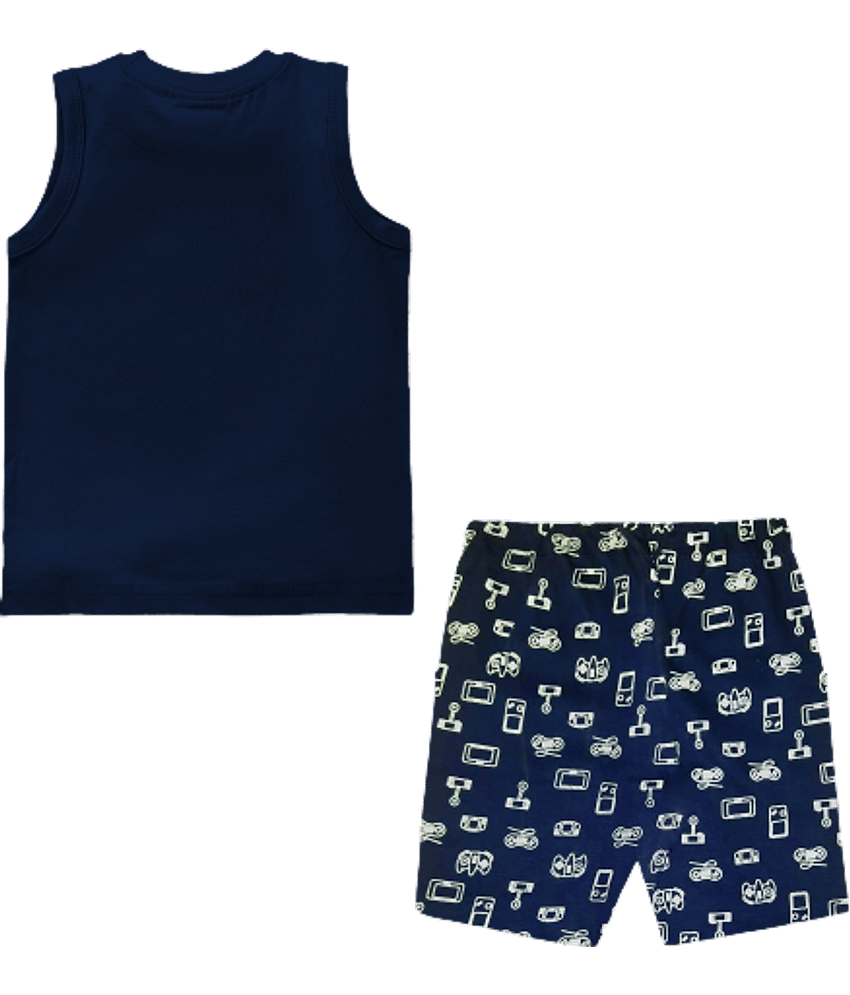 NammaBaby Pack of 1 Boys Cotton T-Shirt & Shorts Set ( Light Grey )