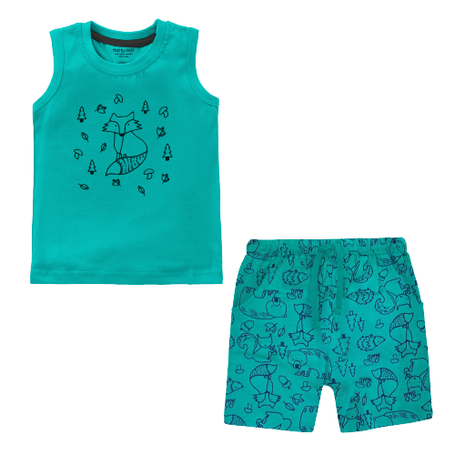     			NammaBaby Pack of 1 Boys Cotton T-Shirt & Shorts Set ( Green )