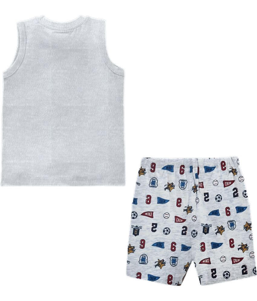 NammaBaby Pack of 1 Boys Cotton T-Shirt & Shorts Set ( Light Grey )