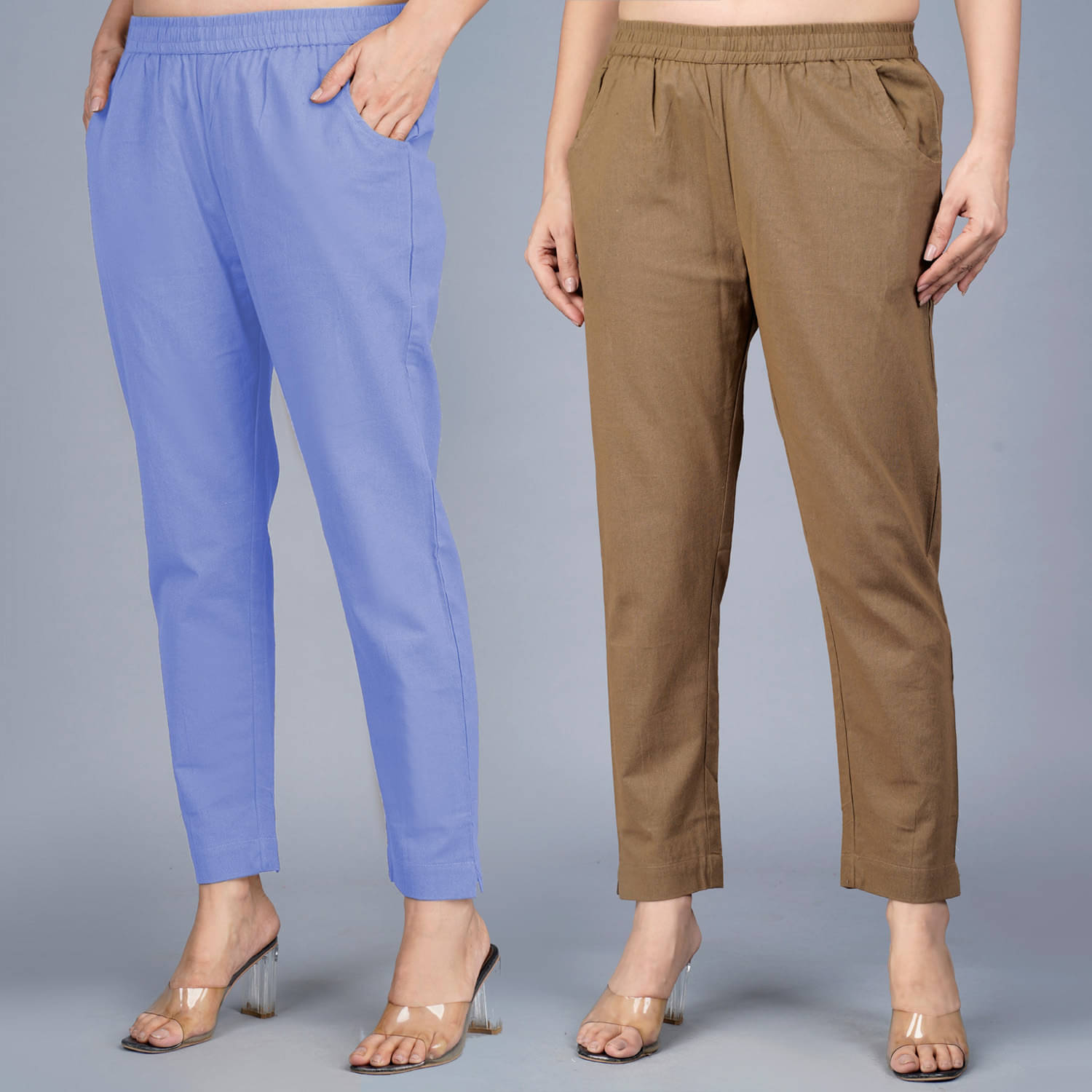     			QuaClo - Multi Color Cotton Regular Women's Casual Pants ( Pack of 2 )