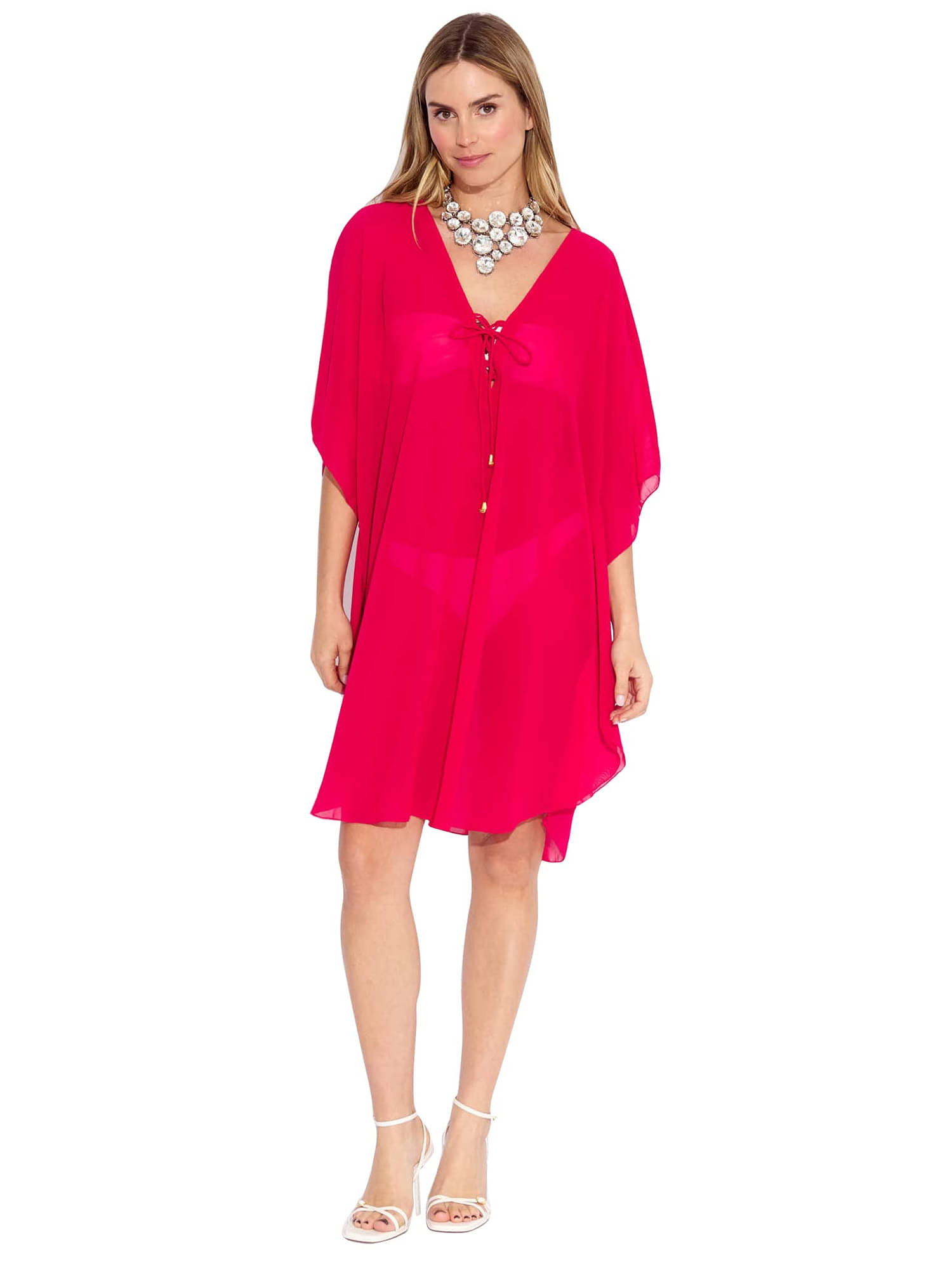 SUN-ROSE FASHIONS Georgette Pink Beach Dresses -     			SUN-ROSE FASHIONS Georgette Pink Beach Dresses -
