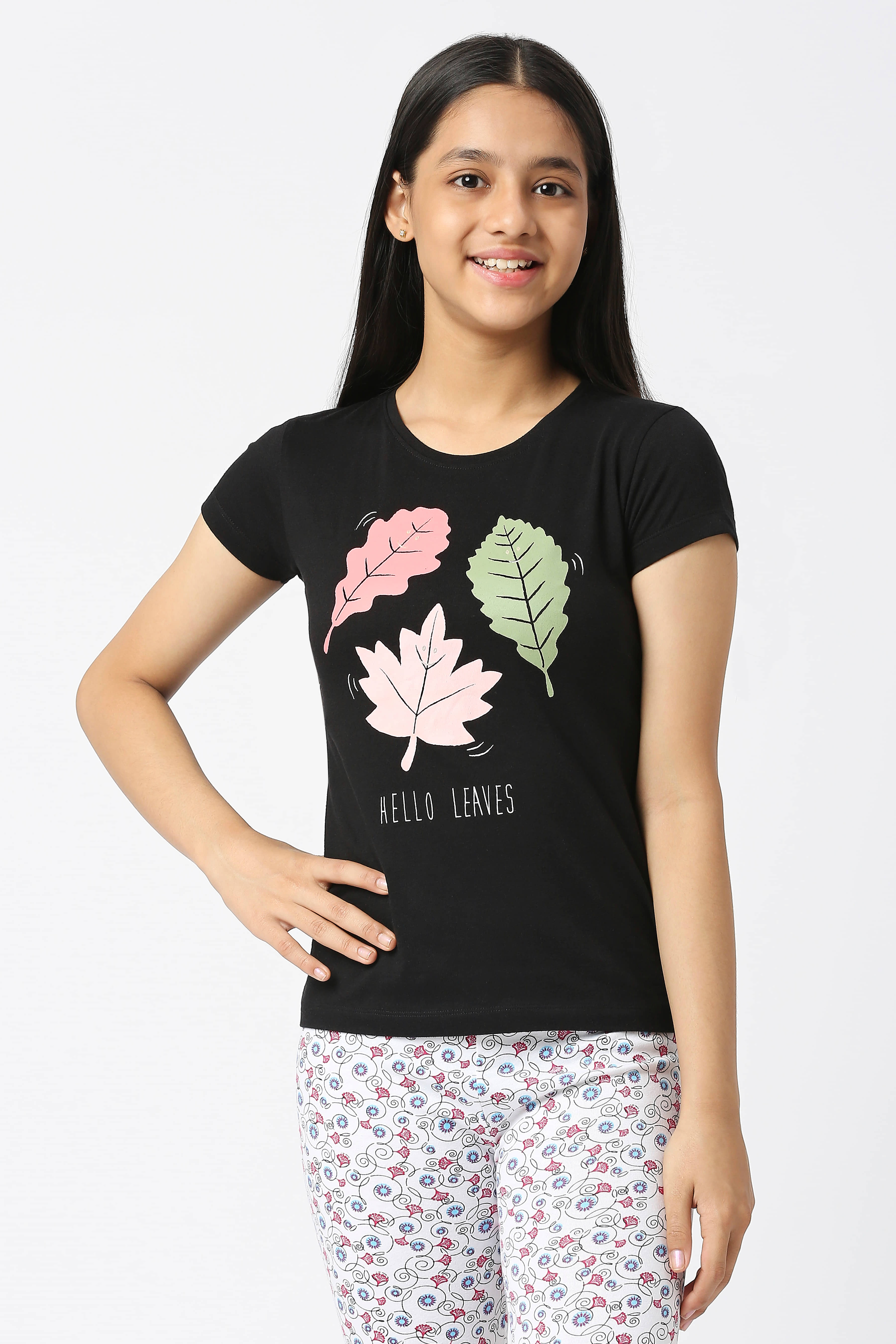 Sini Mini Pack of 1 Girls 100% Cotton T-Shirt ( Black )