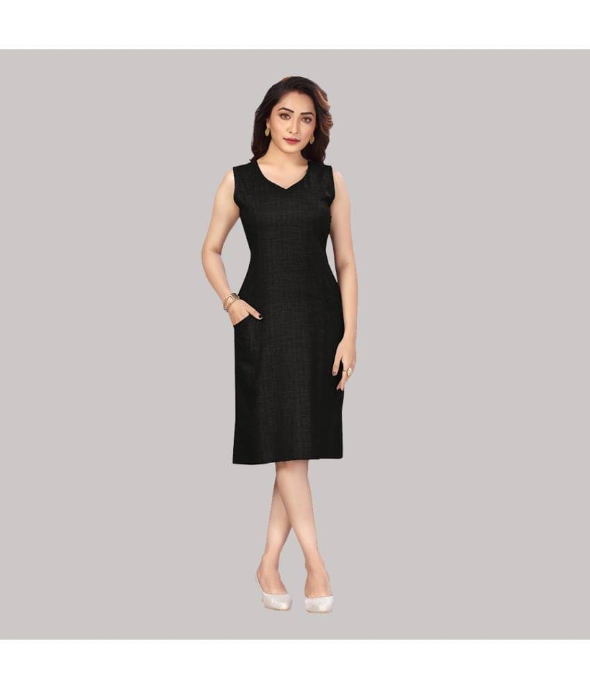     			TAT2 FASHIONS Women Viscose Solid Shift Dress ( Black )