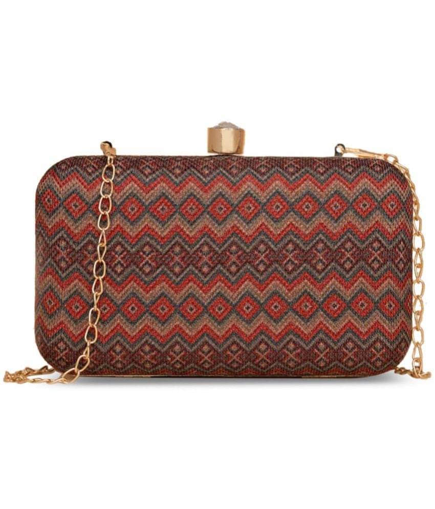 Zouk - Multicolor Jute Box Clutch Zouk - Multicolor Jute Box Clutch