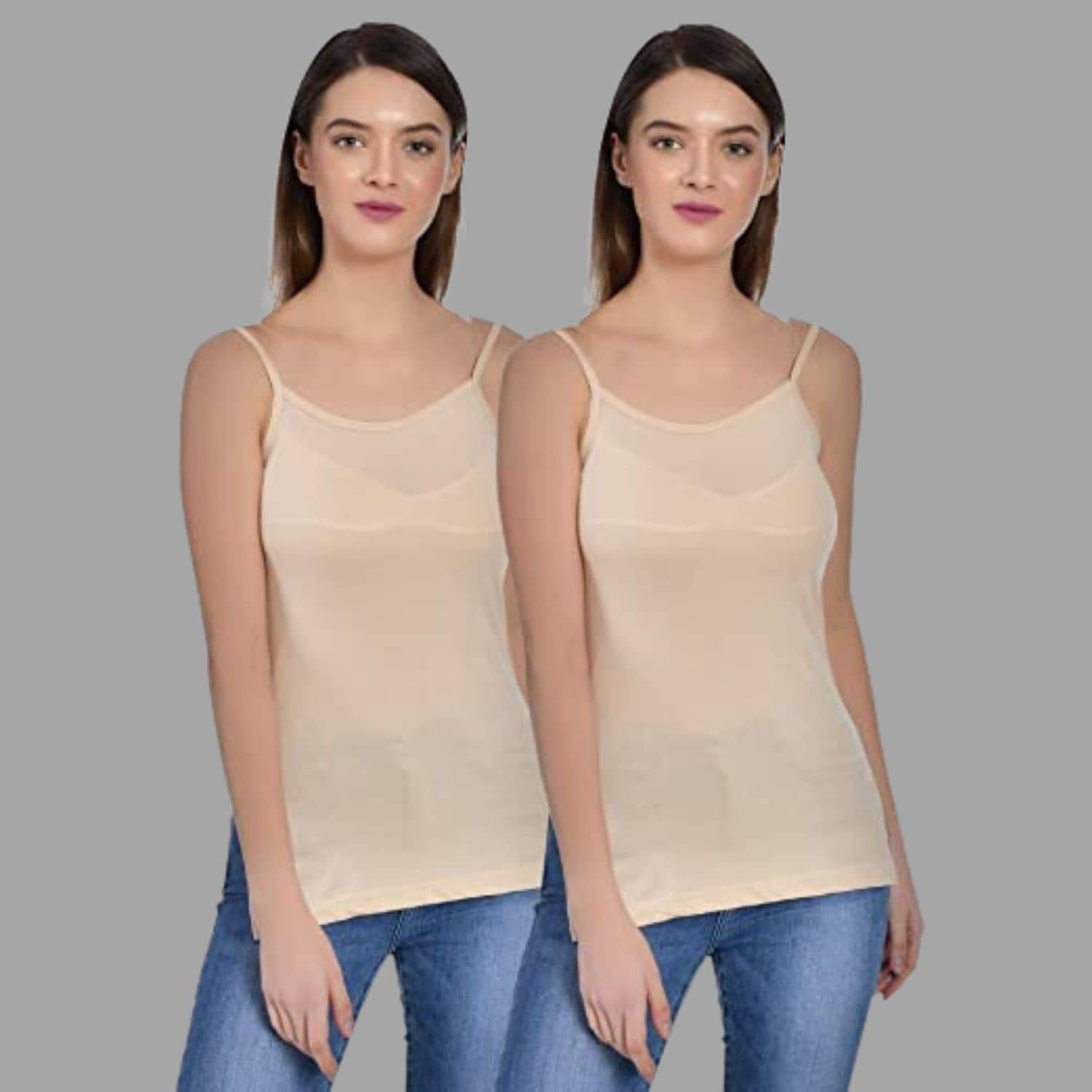 AIMLY Cotton Camisoles - Beige Pack of 2