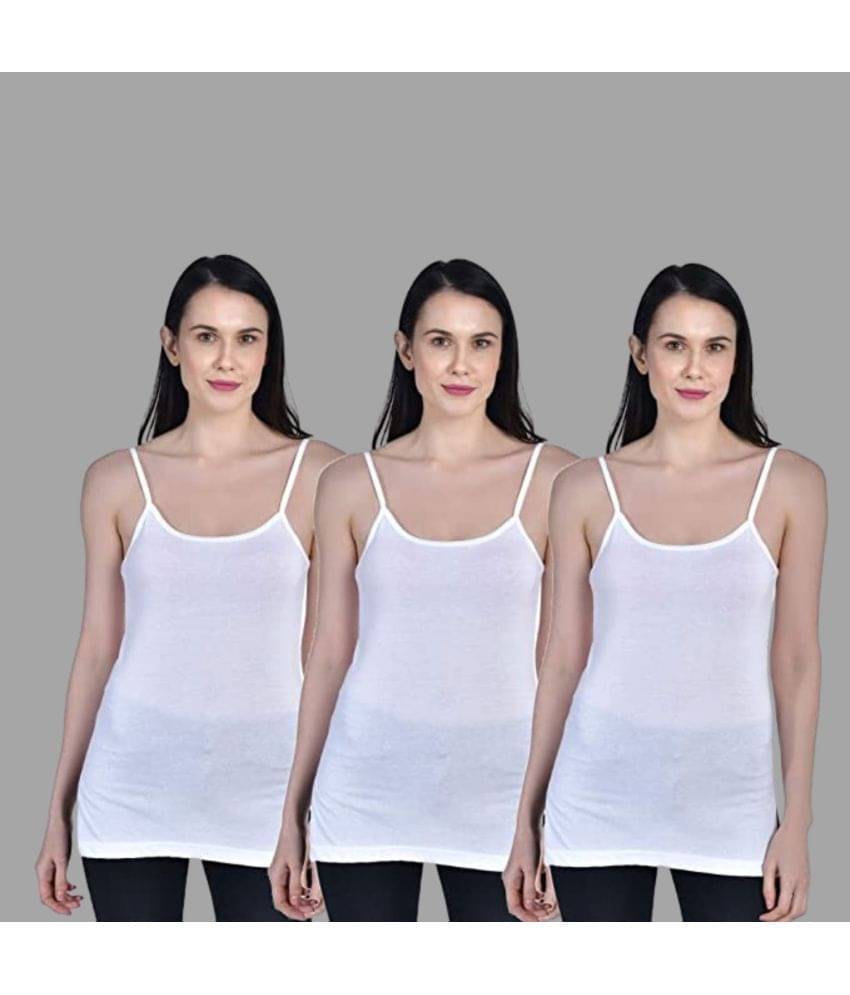     			AIMLY Cotton Camisoles - White Pack of 3
