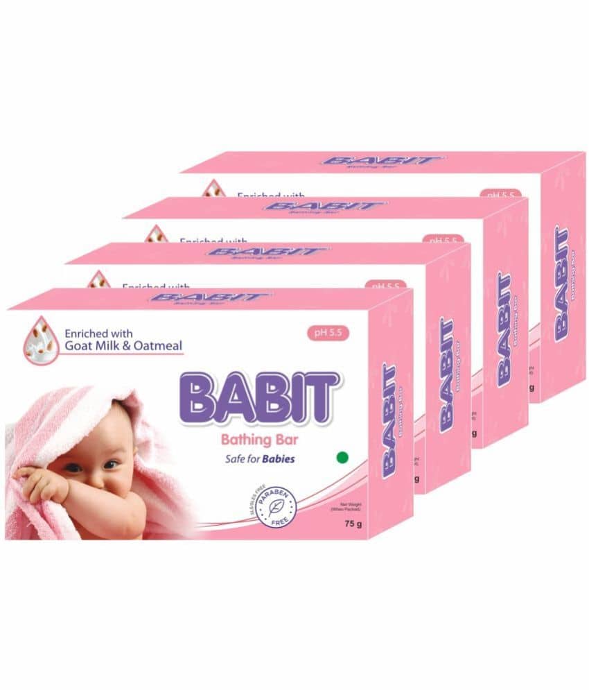 Babit Baby Soap Enriched with Goat Milk and Oatmeal & Paraben Free Formula 75gm ( Pack of 4 )
