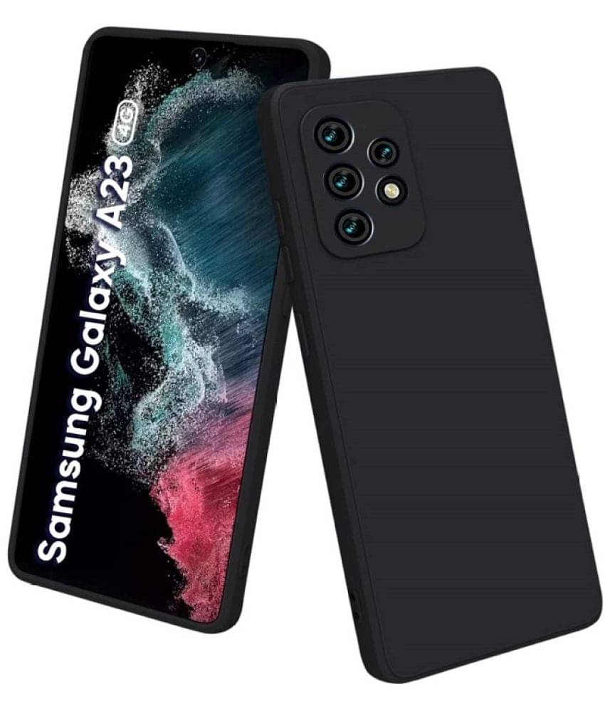     			Case Vault Covers - Black Silicon Plain Cases Compatible For Samsung Galaxy A23 ( Pack of 1 )