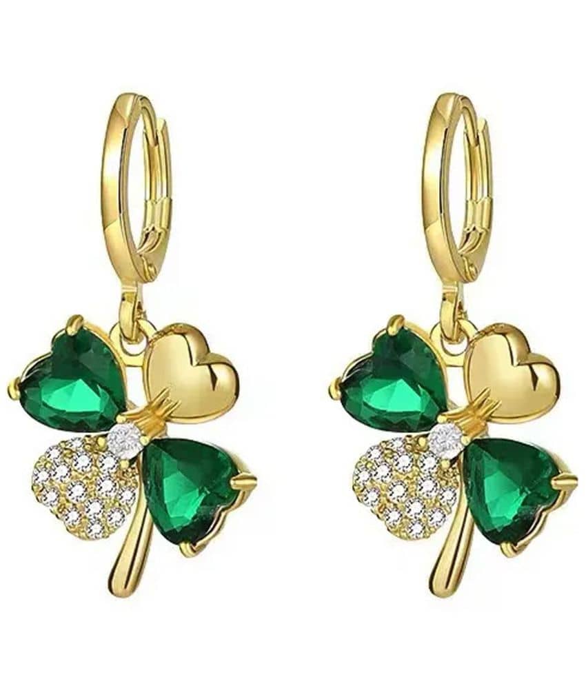 FASHION FRILL - Green Drop Earrings ( Pack of 1 ) - Earrings | Buy online on ZillyBuy