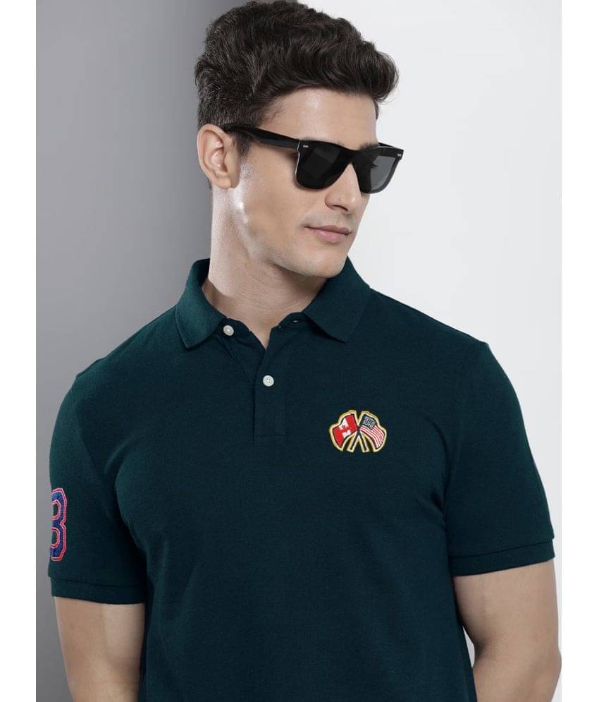 Merriment Pack of 1 Cotton Blend Regular Fit Embroidered Half Sleeves Men's Polo T Shirt ( Green ) Merriment Pack of 1 Cotton Blend Regular Fit Embroidered Half Sleeves Men's Polo T Shirt ( Green )