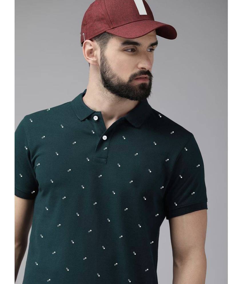 Merriment Pack of 1 Cotton Blend Regular Fit Printed Half Sleeves Men's Polo T Shirt ( Green ) Merriment Pack of 1 Cotton Blend Regular Fit Printed Half Sleeves Men's Polo T Shirt ( Green )