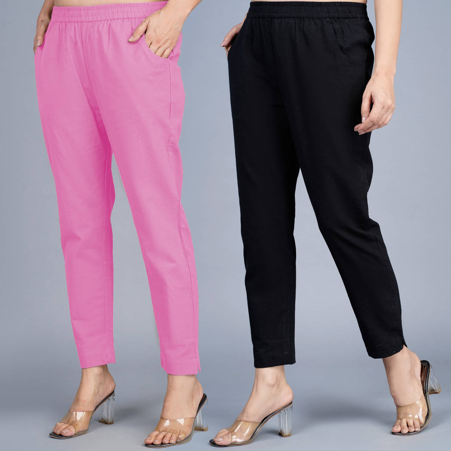     			QuaClo - Multi Color Cotton Regular Women's Formal Pants ( Pack of 2 )