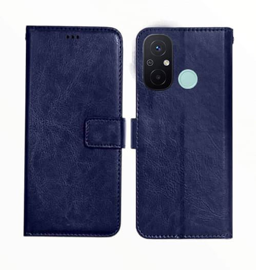 RGVEEN - Blue Artificial Leather Flip Cover Compatible For POCO C55 ( Pack of 1 ) RGVEEN - Blue Artificial Leather Flip Cover Compatible For POCO C55 ( Pack of 1 )