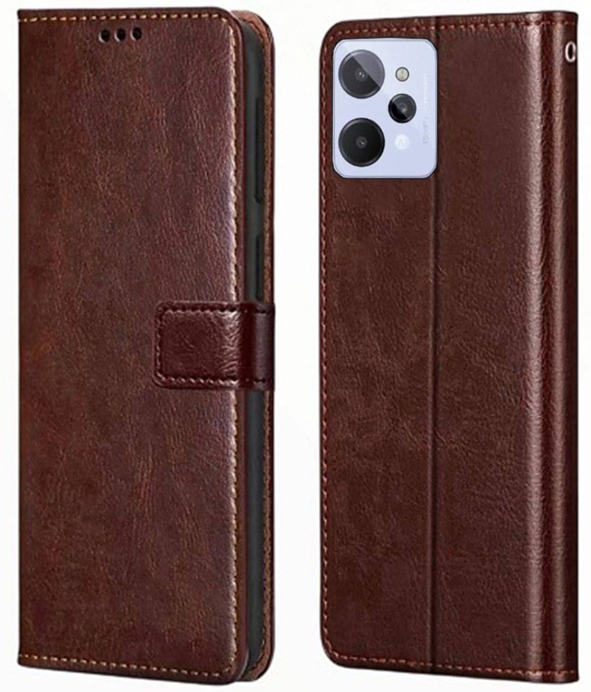 RGVEEN - Brown Artificial Leather Flip Cover Compatible For Realme C31 ( Pack of 1 ) RGVEEN - Brown Artificial Leather Flip Cover Compatible For Realme C31 ( Pack of 1 )