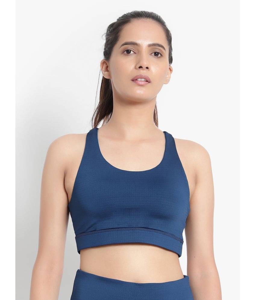 Wearjukebox - Blue Polyester Lightly Padded Women's Sports Bra ( Pack of 1 ) Wearjukebox - Blue Polyester Lightly Padded Women's Sports Bra ( Pack of 1 )