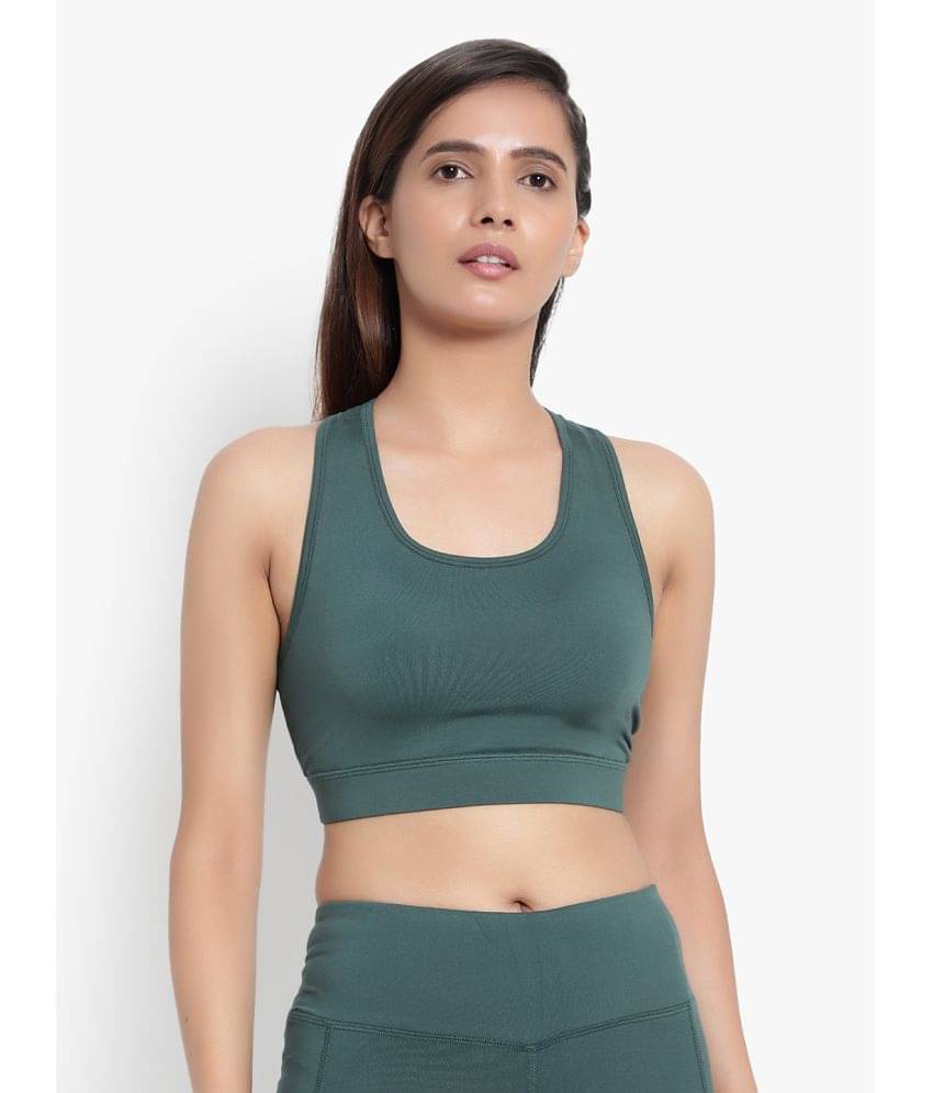     			Wearjukebox - Green Polyester Lightly Padded Women's Sports Bra ( Pack of 1 )
